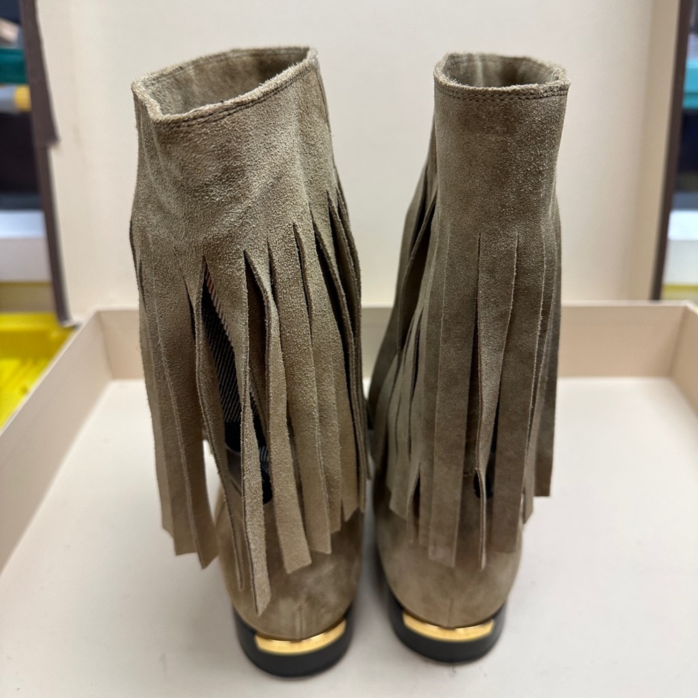Exploded Check Pattern Suede Boots - Picture 5 of 8